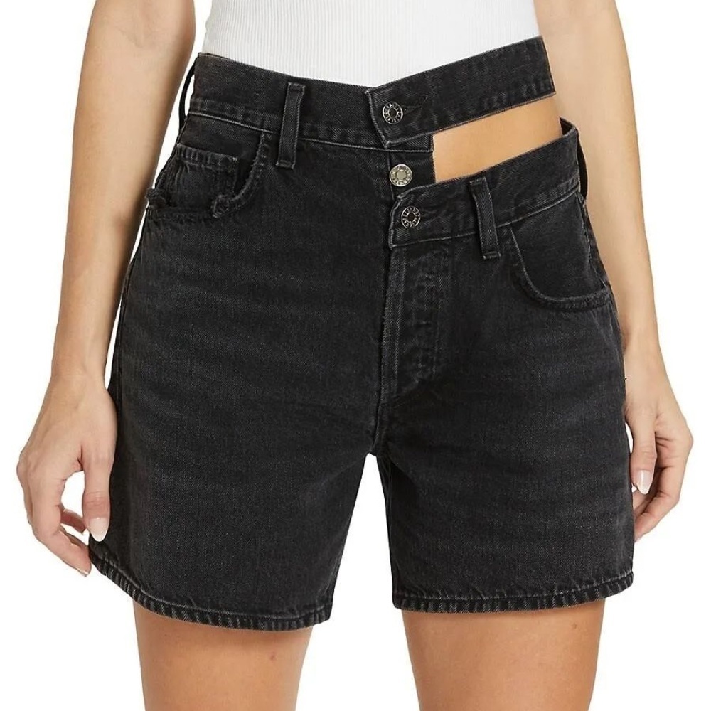 Agolde Black High-Waist Cutout Jean Shorts
